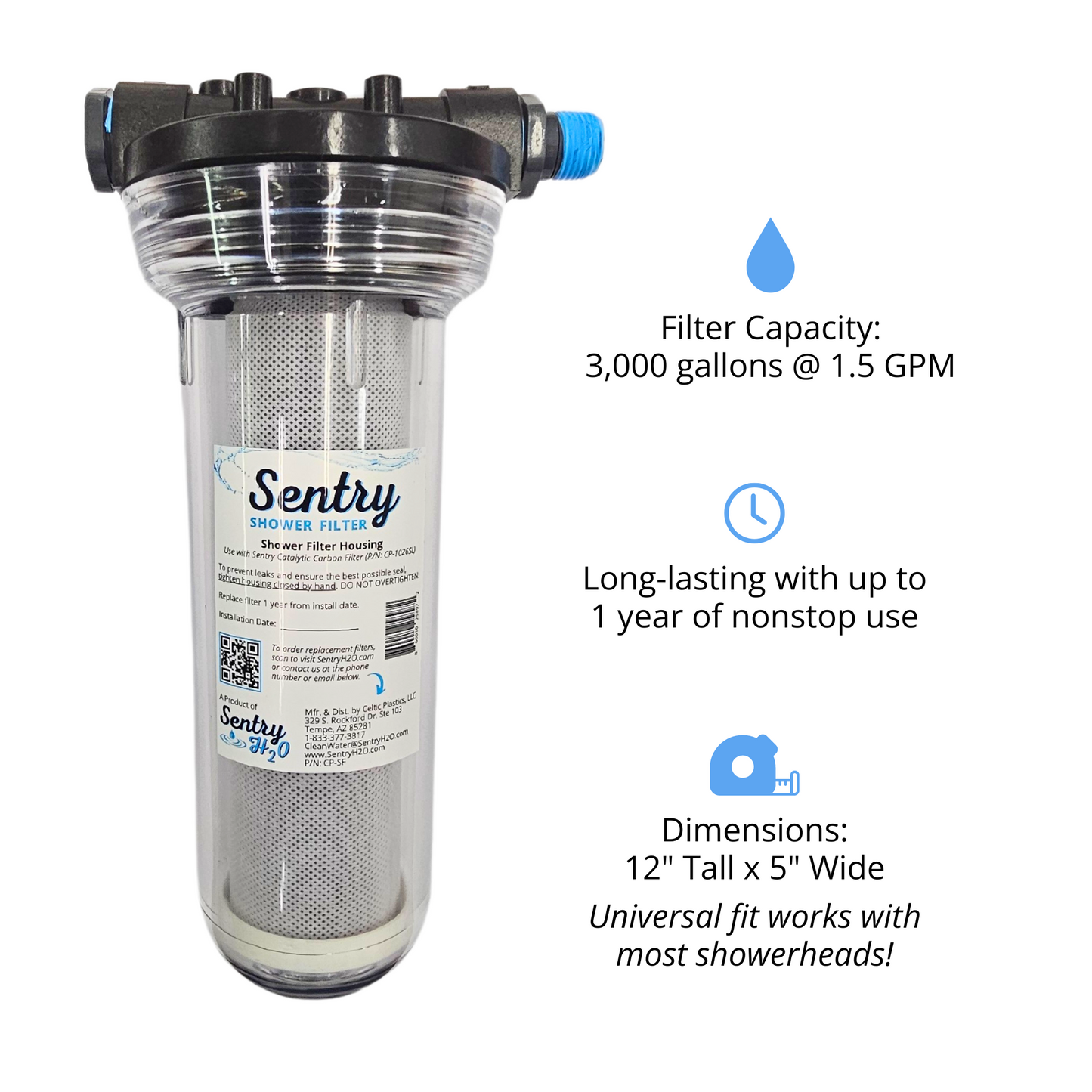 Sentry shower filter with specifications